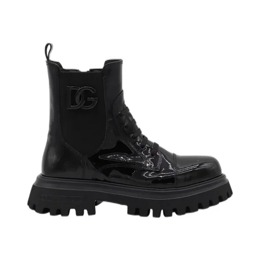 Dolce & Gabbana Kids Logo Plaque Lace-Up Boots