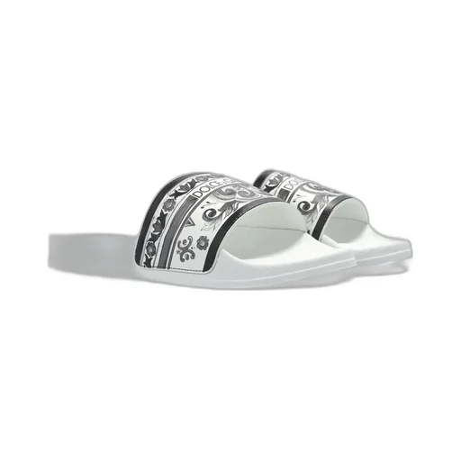Dolce & Gabbana Kids Majolica-Printed Round Open Toe Slides