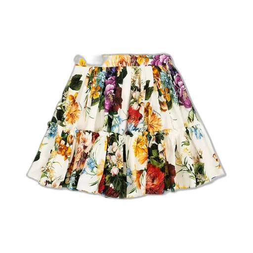 Dolce & Gabbana Kids Flower-Print Poplin Skirt