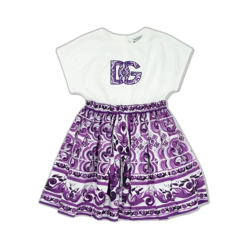 Dolce & Gabbana Kids Majolica-Print Short-Sleeved Dress