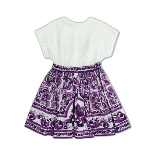 Dolce & Gabbana Kids Majolica-Print Short-Sleeved Dress