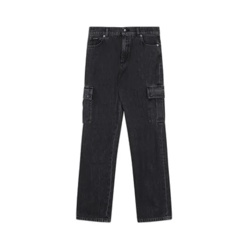 Dolce & Gabbana Kids Branded Tag 5-Pocket Denim Cargo Jeans