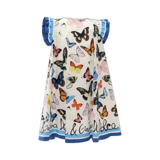 Dolce & Gabbana Kids Butterfly-Printed Round-Neck Dress