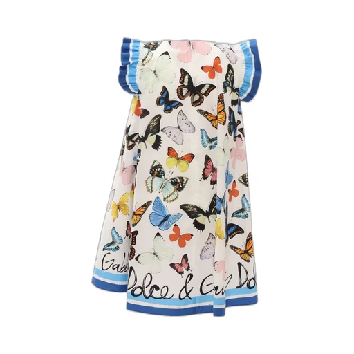 Dolce & Gabbana Kids Butterfly-Printed Round-Neck Dress