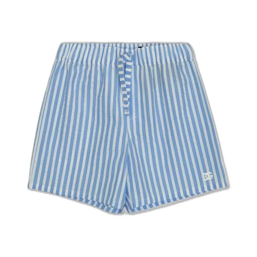 Dolce & Gabbana Kids Dg Logo Striped Seersucker Shorts
