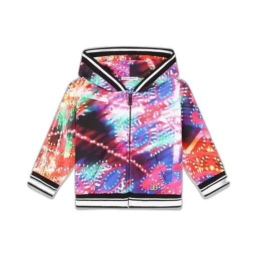 Dolce & Gabbana Kids Patterned Zipper Hoodie