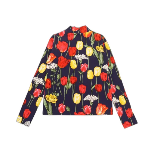 Dolce & Gabbana Kids Tulip Printed Interlock Mock Turtle-Neck T-Shirt