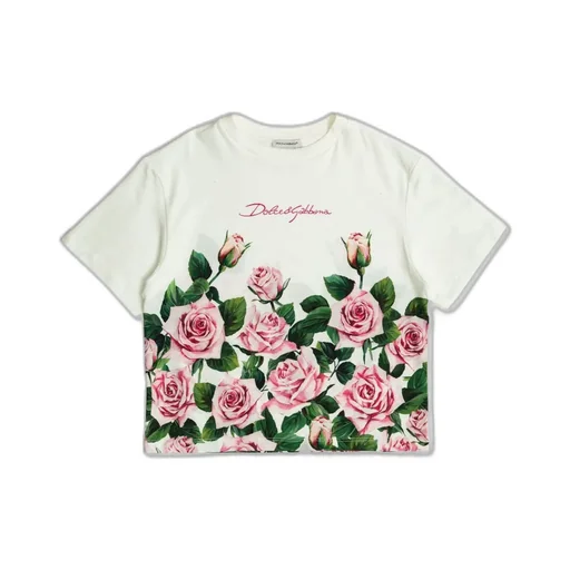 Dolce & Gabbana Kids Floral Printed Crewneck T-Shirt