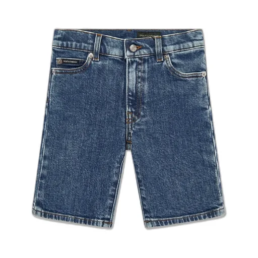 Dolce & Gabbana Kids Logo Plaque Denim Shorts