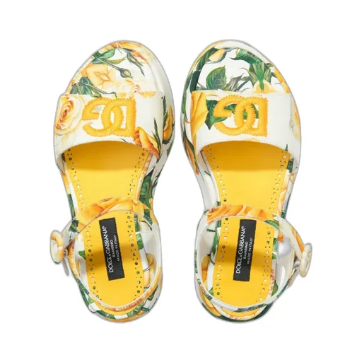 Dolce & Gabbana Kids Rose-Printed Opne-Toe Sandals