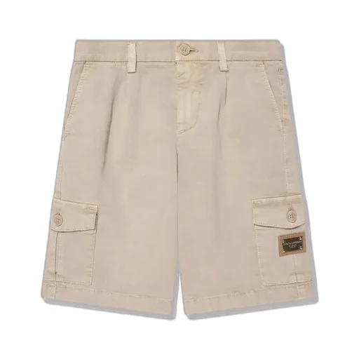 Dolce & Gabbana Kids Logo Patch Stretched Gabardine Shorts