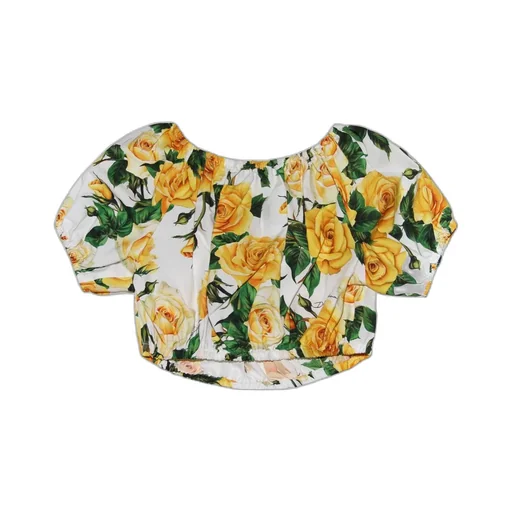 Dolce & Gabbana Kids Rose Printed Cropped Blouse
