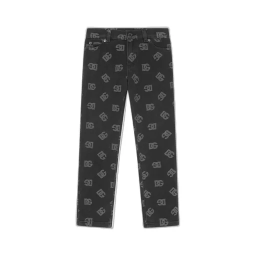 Dolce & Gabbana Kids Monogram Jacquard Mid-Rise Skinny Jeans