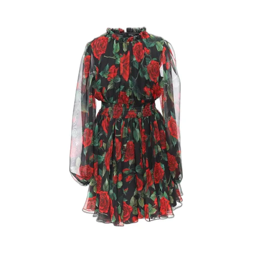 Dolce & Gabbana Kids Rose-Printed Ruffled Layered Dress