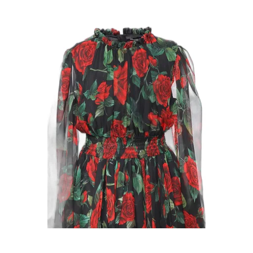 Dolce & Gabbana Kids Rose-Printed Ruffled Layered Dress