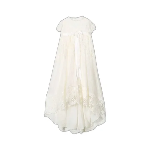 Dolce & Gabbana Kids Bow-Detailed High-Low Hem Lace Dress