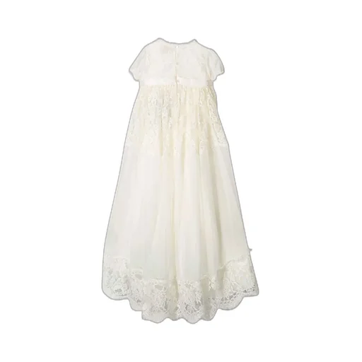Dolce & Gabbana Kids Bow-Detailed High-Low Hem Lace Dress