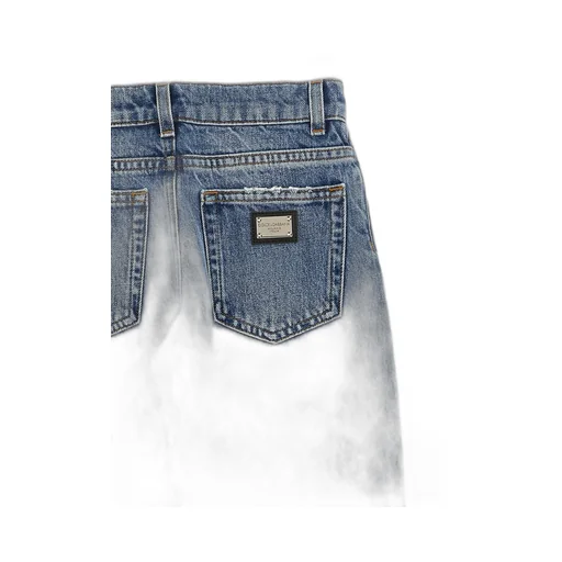 Dolce & Gabbana Kids Logo-Plaque Wide-Leg Distressed Jeans