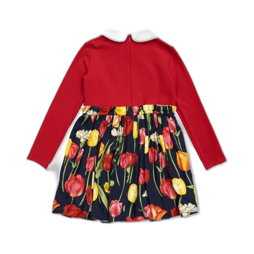Dolce & Gabbana Kids Tulip Printed Bow Detailed Dress