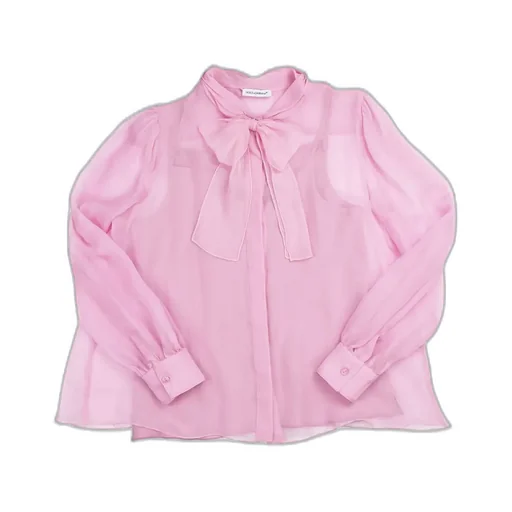 Dolce & Gabbana Kids Pussy-Bow Detailed Chiffon Sheer Blouse