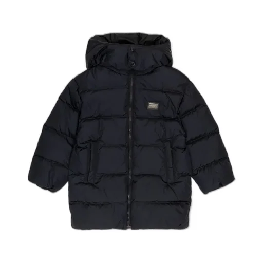 Dolce & Gabbana Kids Logo Printed Hooded Down Jacket