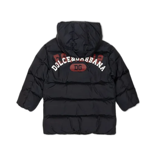 Dolce & Gabbana Kids Logo Printed Hooded Down Jacket