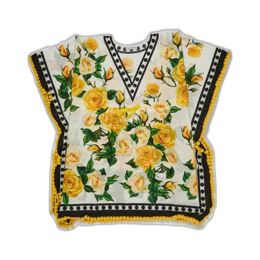 Dolce & Gabbana Kids Rose Printed V-Neck Dress