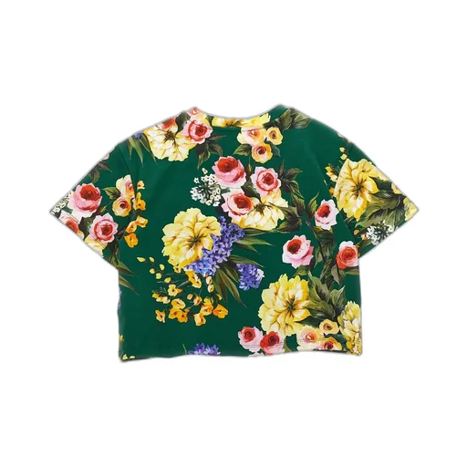 Dolce & Gabbana Kids Floral Printed Cropped T-Shirt