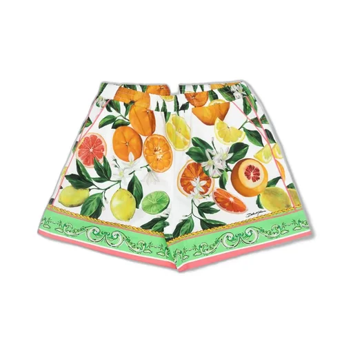 Dolce & Gabbana Kids Lemon And Orange Printed Poplin Shorts