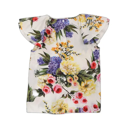 Dolce & Gabbana Kids Giardino-Printed Ruffled Blouse