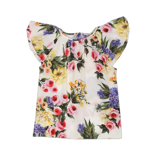 Dolce & Gabbana Kids Giardino-Printed Ruffled Blouse