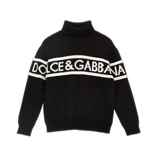 Dolce & Gabbana Kids Logo Intarsia-Knit High-Neck Jumper