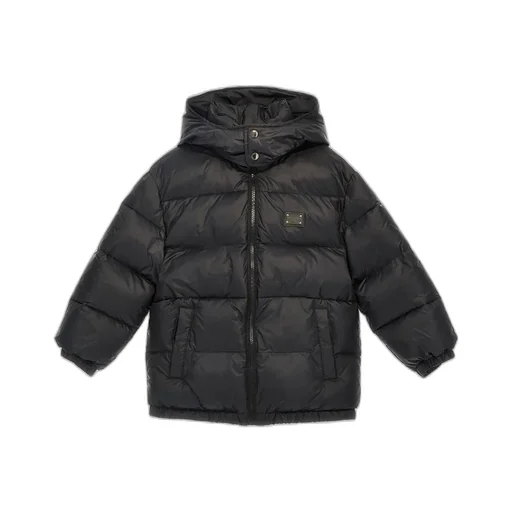 Dolce & Gabbana Kids Logo-Plaque Zipped Padded Coat