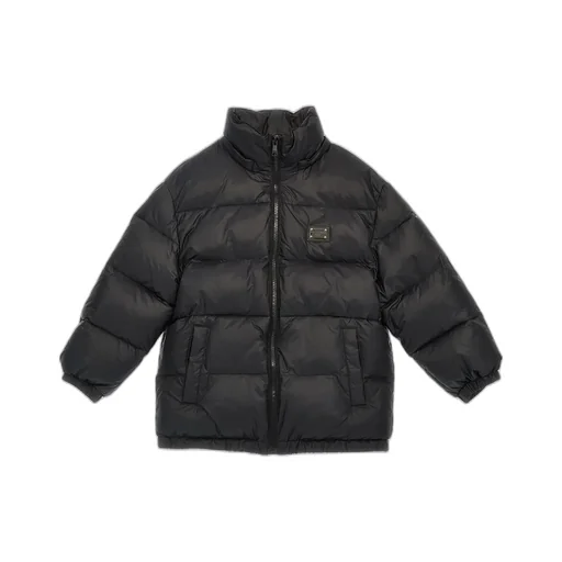 Dolce & Gabbana Kids Logo-Plaque Zipped Padded Coat