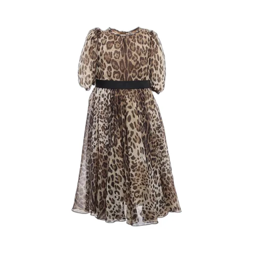 Dolce & Gabbana Kids Leopard-Printed Draped Dress