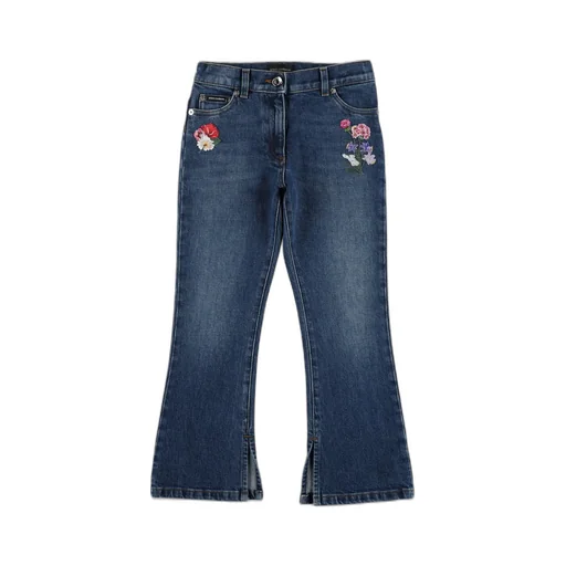 Dolce & Gabbana Kids Floral Embroidered Denim Jeans