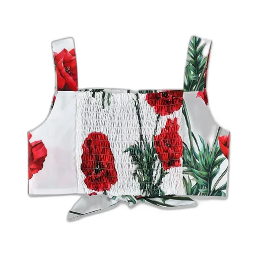 Dolce & Gabbana Kids Floral Printed Sleeveless Cropped Top