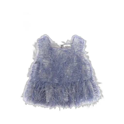 Douuod Kids Fringe-Detailed Metallic Thread Flared Top