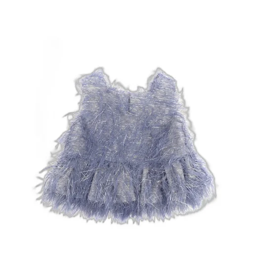 Douuod Kids Fringe-Detailed Metallic Thread Flared Top