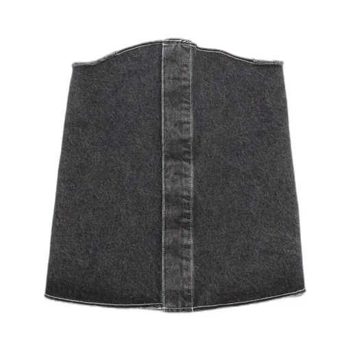 Douuod Kids Raw-Cut Edge Logo Patch Denim Top