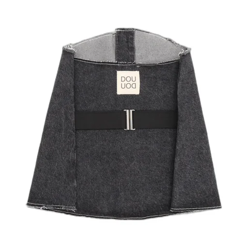 Douuod Kids Raw-Cut Edge Logo Patch Denim Top