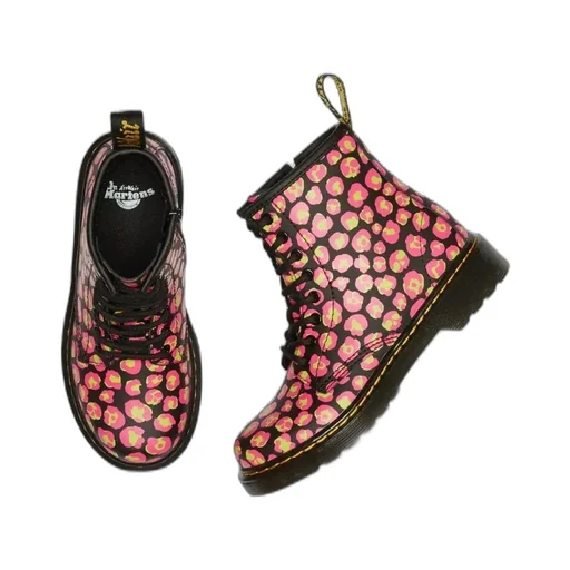 Dr. Martens Kids Leopard Print Lace-Up Boots