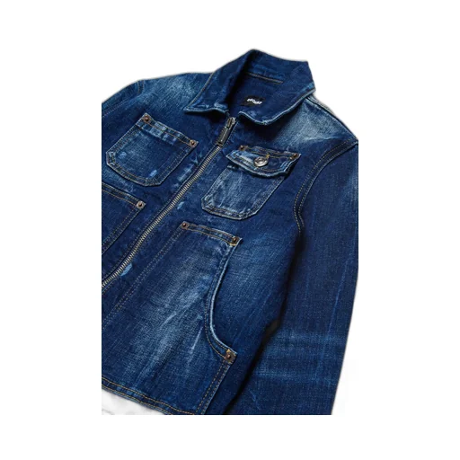Dsquared2 Kids Zip-Up Distressed Denim Jacket