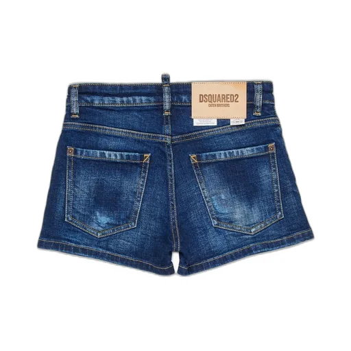 Dsquared2 Kids Logo-Patch Distressed Denim Shorts