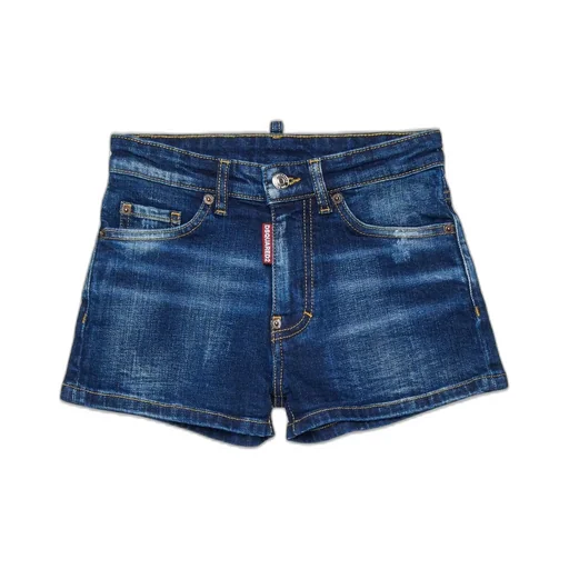 Dsquared2 Kids Logo-Patch Distressed Denim Shorts
