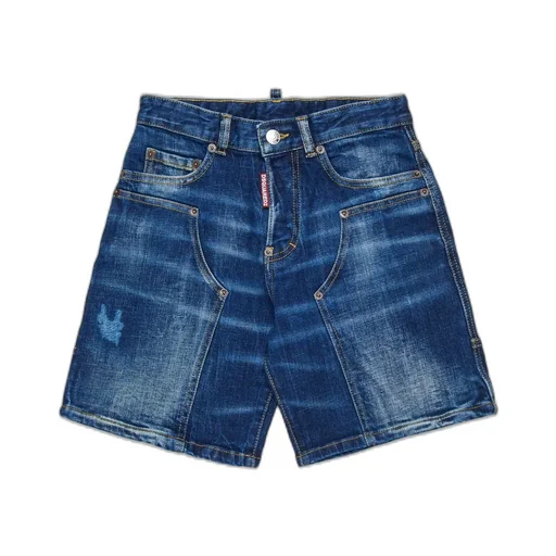 Dsquared2 Kids Logo-Patch Distressed Denim Shorts