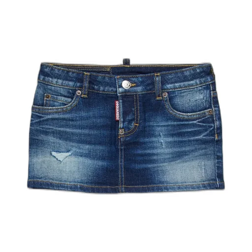 Dsquared2 Kids Distressed Denim Mini Skirt