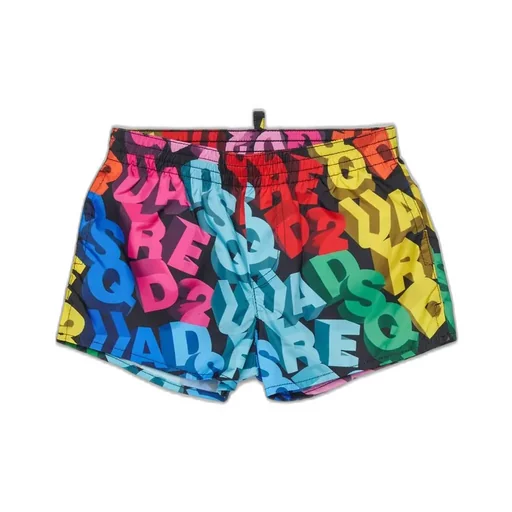 Dsquared2 Kids All-Over Logo Printed Drawstring Swim Shorts