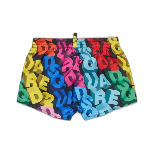 Dsquared2 Kids All-Over Logo Printed Drawstring Swim Shorts