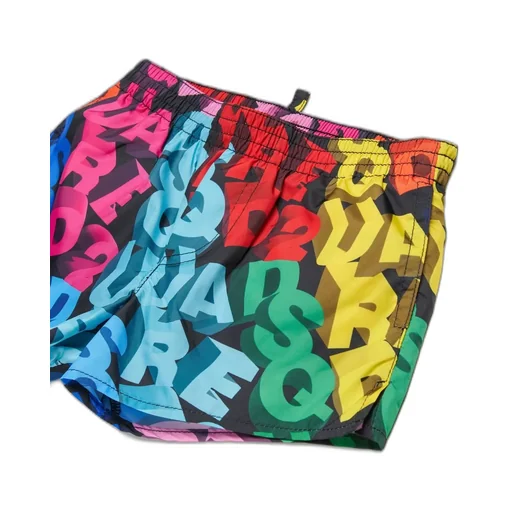 Dsquared2 Kids All-Over Logo Printed Drawstring Swim Shorts